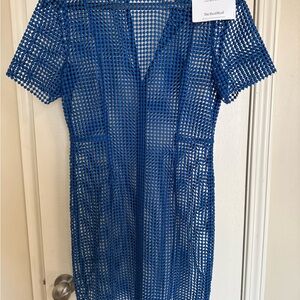 Diane Von Furstenberg Blue Sheath Mini Dress V-Neck